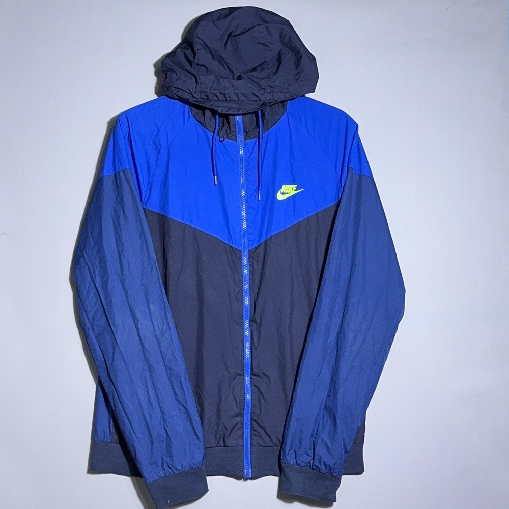 Nike Windrunner Hooded Jacket Mens Size‎ Medium Nylon Colorblock Blue Navy